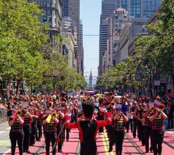 Marching band at the SF Pride Parade along Market Street