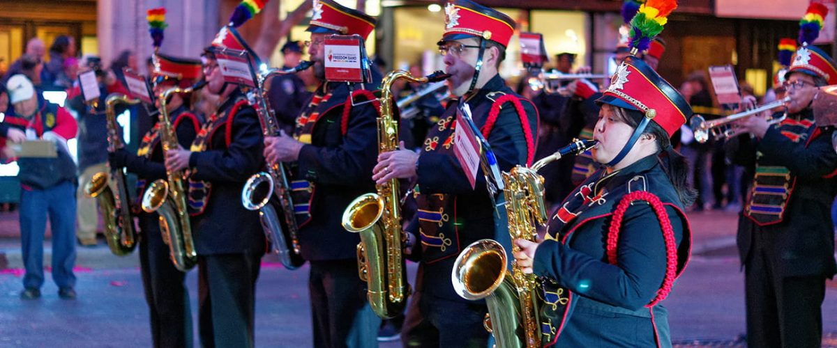 Saxes play for the crowd at the 2019 SF Chinese New Year Parade