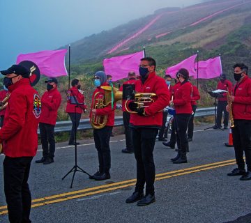 Band plays at the Pink Triangle illumination ceremony on Twin Peaks