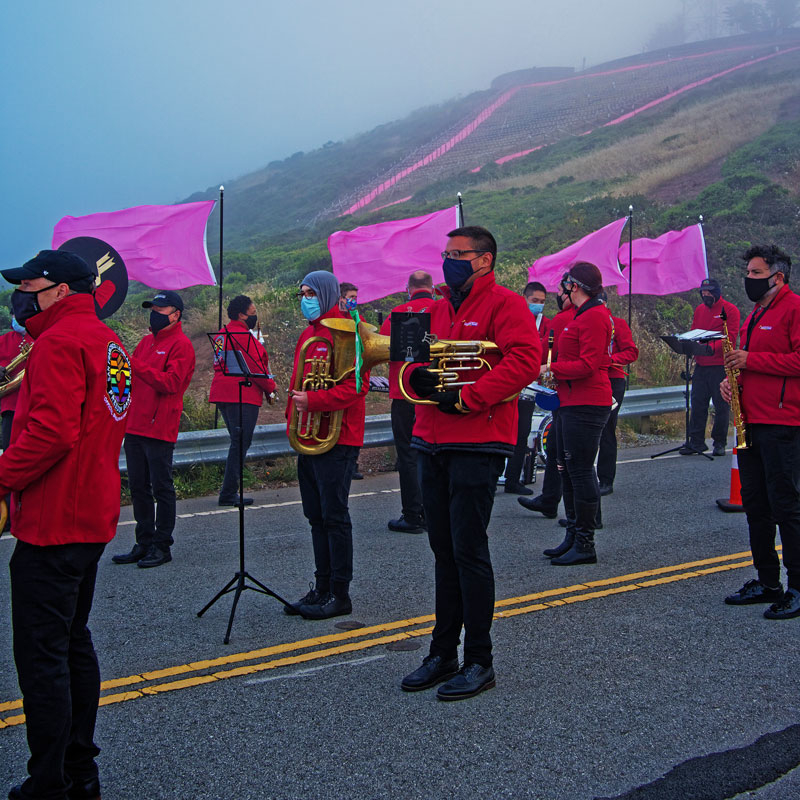 Band plays at the Pink Triangle illumination ceremony on Twin Peaks