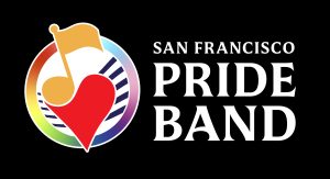San Francisco Pride Band logo — horizontal, white text (for dark backgrounds)