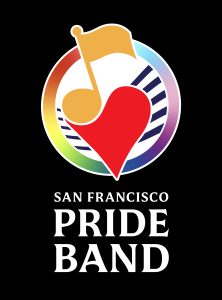 San Francisco Pride Band logo — vertical, white text (for dark backgrounds)